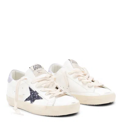 Golden Goose Super Star Leather Upper And Toe Glitter Star Laminated Heel