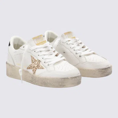 Golden Goose Ball Star 2 Sneakers With Gold Glitter Star And Black Glitter Heel Tab
