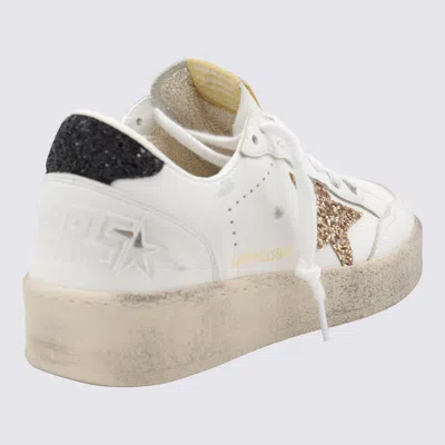 Golden Goose Ball Star 2 Sneakers With Gold Glitter Star And Black Glitter Heel Tab