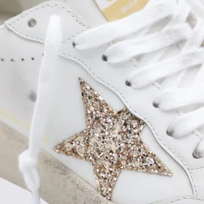 Golden Goose Ball Star 2 Sneakers With Gold Glitter Star And Black Glitter Heel Tab