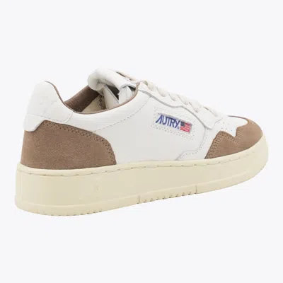 Autry Medalist Low White Leather And Suede Tobacco Sneakers