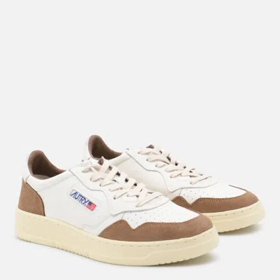 Autry Goatskin And Suede Medalist Low Sneakers In Neutral