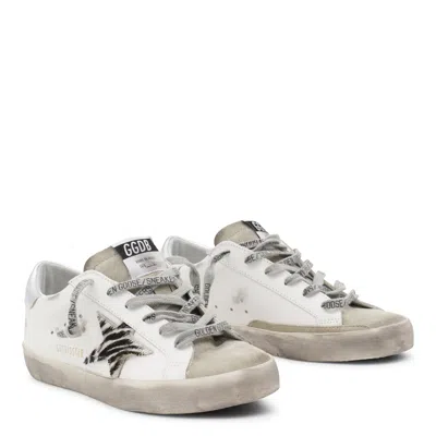 Golden Goose White Sneakers With Grey Suede Accents