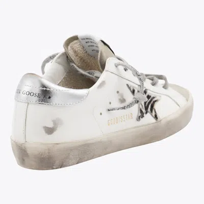 Golden Goose Superstar White Low Top Sneakers With Glittered Star Patch And Laminated Heel With Logo Lettering In In White