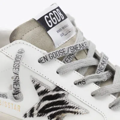 Golden Goose Superstar White Low Top Sneakers With Glittered Star Patch And Laminated Heel With Logo Lettering In In White