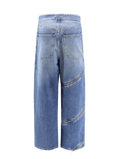 Alaïa Spiral High-rise Denim Wide-leg Jeans In Blue