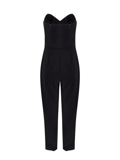 Elisabetta Franchi Strapless Jumpsuit With Waist Belt In Black
