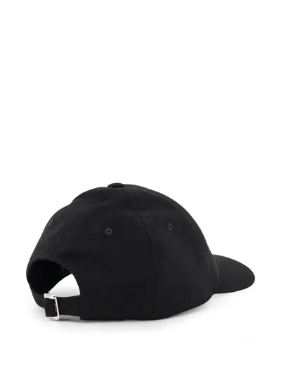 Fendi Men Wool Blend Baseball Hat With Logo Embroidery In Black