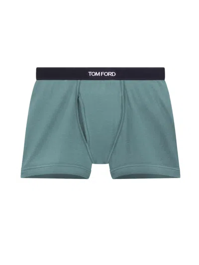 Tom Ford Cotton-blend Jersey Boxer Briefs In Green