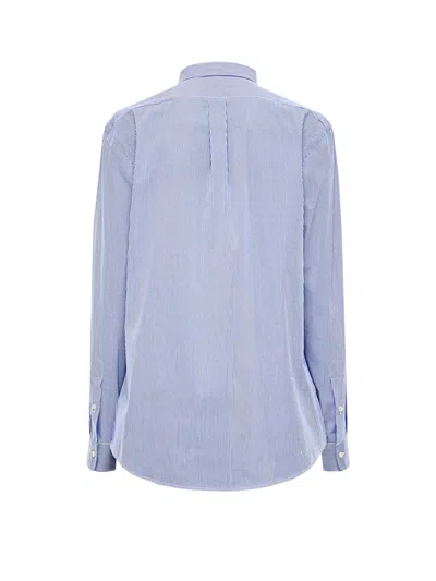 Polo Ralph Lauren Slim Fit Striped Shirt With Button-down Collar In Blue