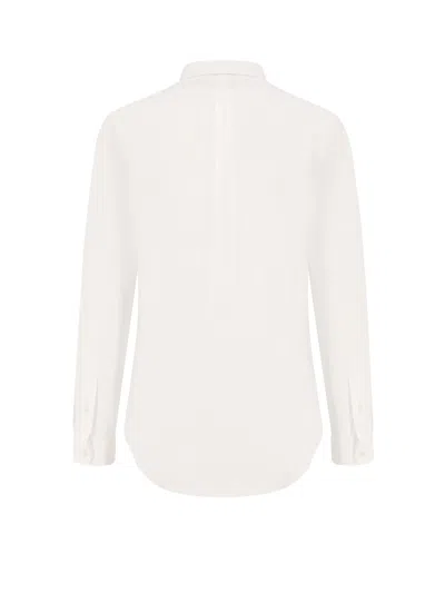 Polo Ralph Lauren Long-sleeve Button-up Shirt With Pointed Collar And Embroidered Logo In White