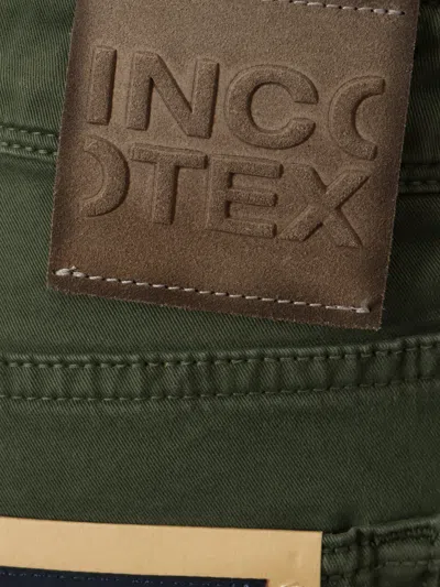 Incotex Stretch Cotton Trouser With Back Suede Logo Patch In Gray