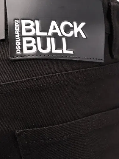 Dsquared2 Stretch Cotton Trouser With White Bull Tag In Black
