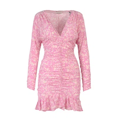 Isabel Marant Women Stretch Silk Dress With All-over Print In Pink