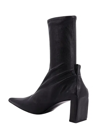 Jil Sander Block Heel Leather Ankle Boots In Black