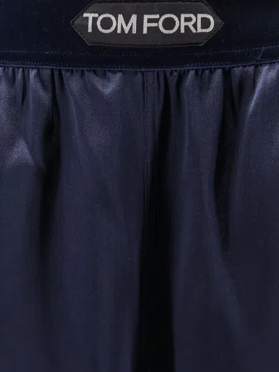 Tom Ford Stretch Silk Pajamas Trousers In Blue