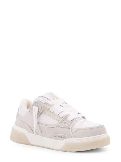 Represent Mesh And Suede Low-top Sneakers With Perforated Design In Neutral