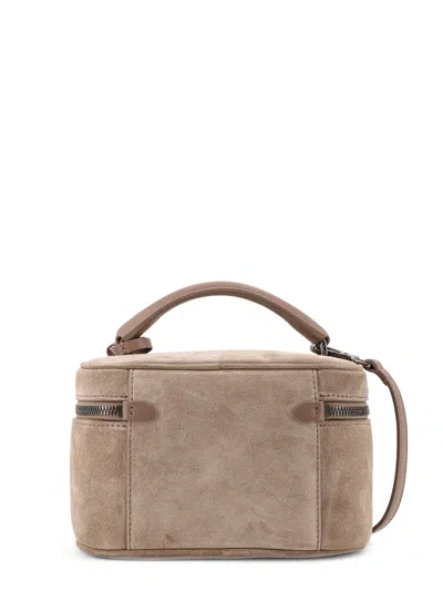 Brunello Cucinelli Women Suede Crossbody Bag With Leather Shoulder Strap
