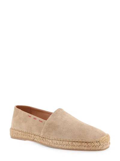 Kiton Ciro Paone Suede Espadrillas With Contrasting Stitching In Neutral