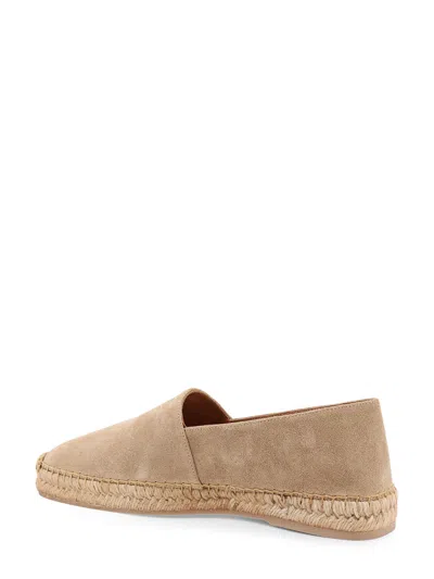 Kiton Ciro Paone Suede Espadrillas With Contrasting Stitching In Neutral