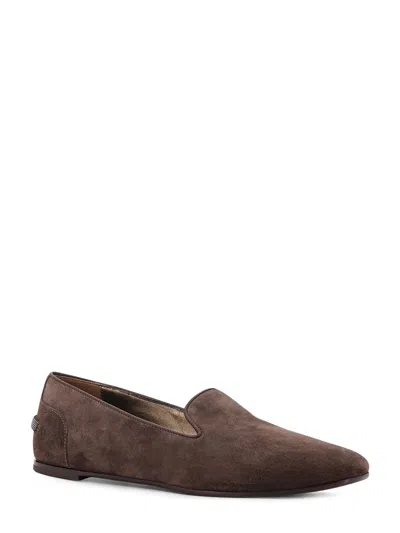 Brunello Cucinelli Women Suede Loafers With Monili Detail