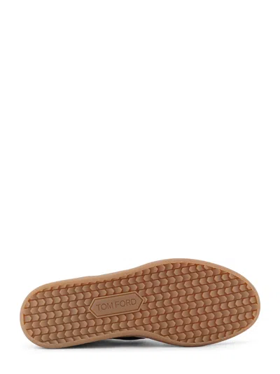 Tom Ford Archer White Low Top Sneakers With Logo Lettering On Tongue And Heel And Contrasting Heel In Leather