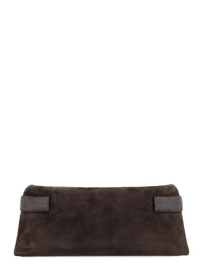 Brunello Cucinelli Suede Pochette With Monili Detail