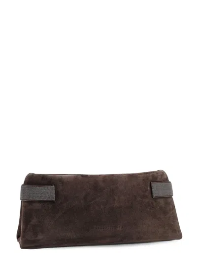 Brunello Cucinelli Suede Pochette With Monili Detail