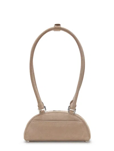 Self-portrait Grey Suede Mini Shoulder Bag With Charm