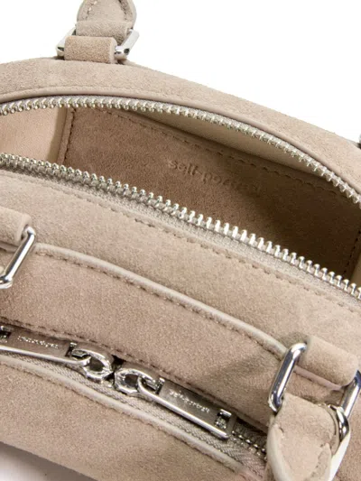 Self-portrait Grey Suede Mini Shoulder Bag With Charm