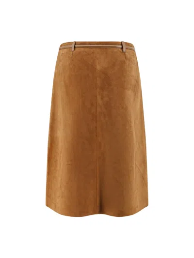 Gucci Women Suede Skirt With Horsebit Detail In Multi