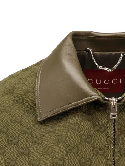 Gucci Gg Monogram Leather-trimmed Oversized Jacket In Multi