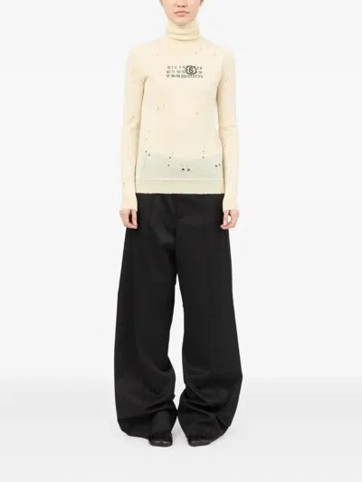 Mm6 Maison Margiela Sweater With Number Pattern In Neutral