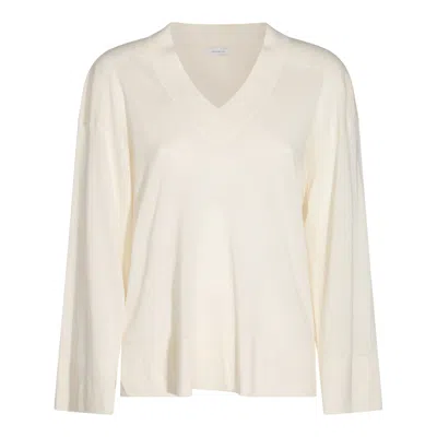 Malo Knitwear V-neck Long Sleeves Soft Texture In White