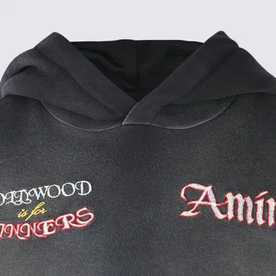 Amiri Hooded Sweatshirt With Front Pocket And Palm Tree Motif In Black