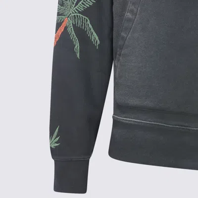 Amiri Hooded Sweatshirt With Front Pocket And Palm Tree Motif In Black