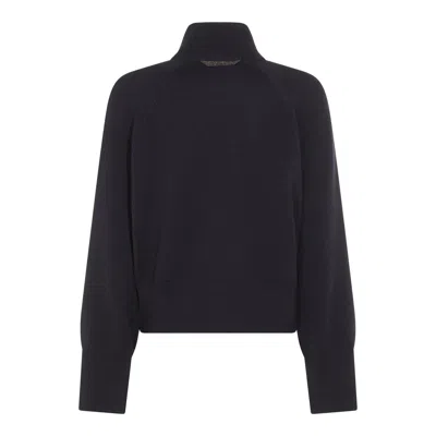 Brunello Cucinelli Ribbed Turtleneck Knitwear Long Sleeves In Black