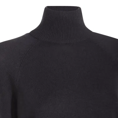 Brunello Cucinelli Ribbed Turtleneck Knitwear Long Sleeves In Black