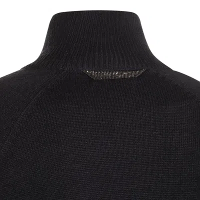Brunello Cucinelli Ribbed Turtleneck Knitwear Long Sleeves In Black