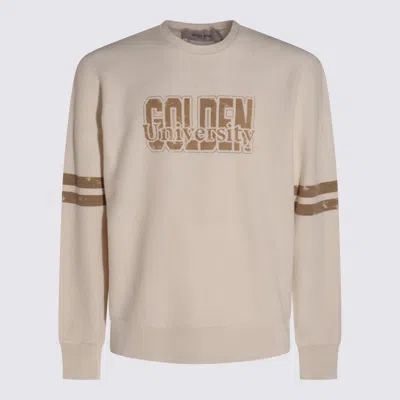Golden Goose Journey Ms Crew Neck Sweatshirt Reverse Side Cotton Fleece With Print In Neutral
