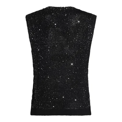 Golden Goose Sleeveless Top Round Neck Sequin Embellishments In Black