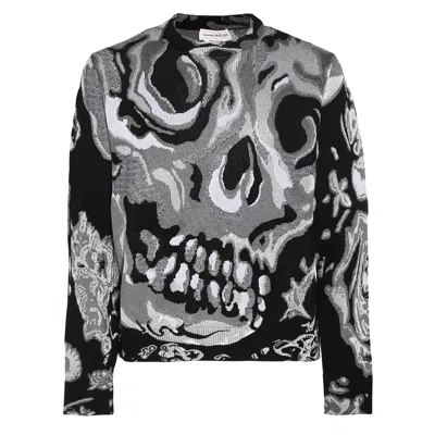 Alexander Mcqueen Sweaters Blacks And Greys In Black