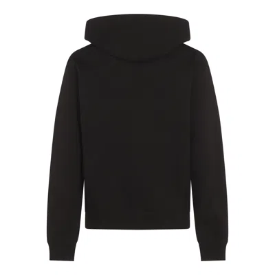 Jil Sander Relaxed Fit Black Cotton Hoodie With Logo Print In Black