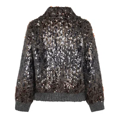 Brunello Cucinelli Mohair-blend Sequin-embellished Cardigan In Gray