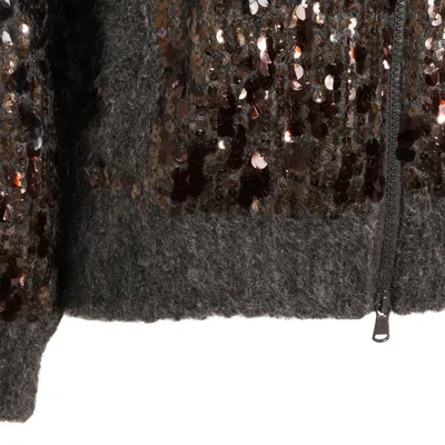 Brunello Cucinelli Mohair-blend Sequin-embellished Cardigan In Gray