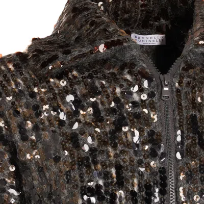 Brunello Cucinelli Mohair-blend Sequin-embellished Cardigan In Gray