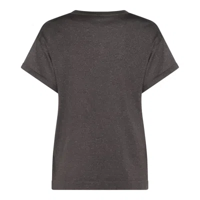 Brunello Cucinelli Short Sleeve Crewneck Sparkling Finish In Black