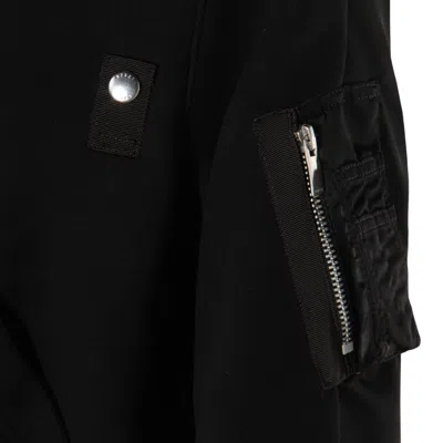 Sacai X Women's Sponge Sweat X Nylon Twill Zip Hoodie In Black