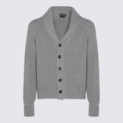 Tom Ford Shawl Collar Sweater Front Pockets In Gray
