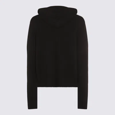 Rick Owens Hooded Crewneck Sweater Ribbed Texture In Black